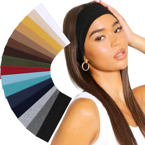 16 Pack Women's Sports Headbands Non-Slip Elastic Hair Bands for Workout & Daily Wear