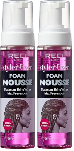 Red by Kiss Maximum Shine Wrap Mousse - Biotin & Vitamin E, 2 Pack