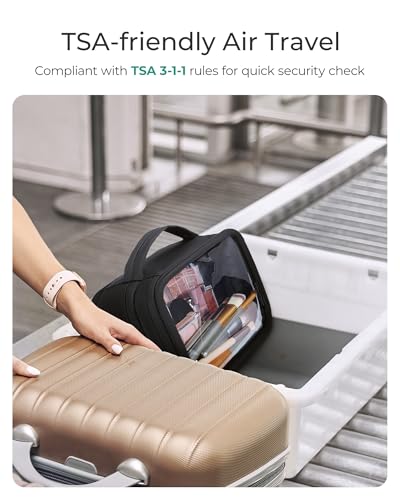 BAGSMART Large Clear TSA-Approved Toiletry Bag - Black Double Layer Organizer