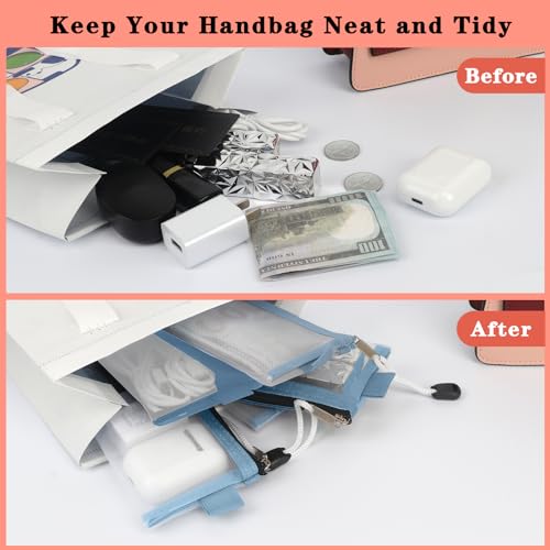 Classycoo Mini Mesh Zipper Pouches - 5 Pack Small Nylon Travel Organizer Bags