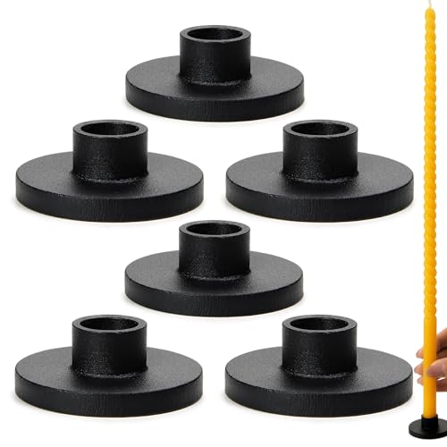 Mini Black Iron Candle Holders for ½ Inch Taper Candles - 6 Pack