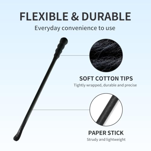 T&K Black Cotton Swabs 160 Ct - Dual Tips Ear & Makeup Cleaning Kit