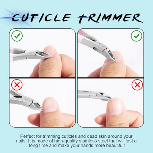 NXJ INFILILA Pink Cuticle Nippers - Sharp Stainless Steel Cuticle Clippers for Women, Professional Nail Salon & Home Use (Pack of 2)