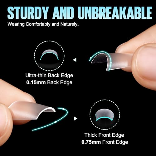 TOMICCA Short Coffin Nail Tips - 240 Pcs Half Cover Acrylic