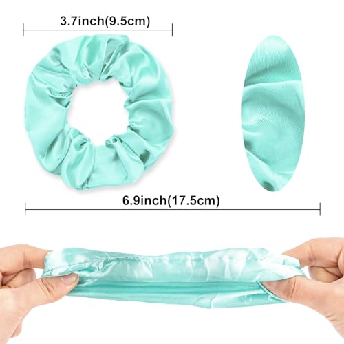 AMCAMI Silk Satin Hair Scrunchies - Lake Blue 36-Piece Bulk Hair Ties Set