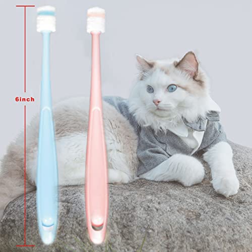YMPEKA 3-Pack Small Dog & Cat Toothbrush Set with 360° Brush Head
