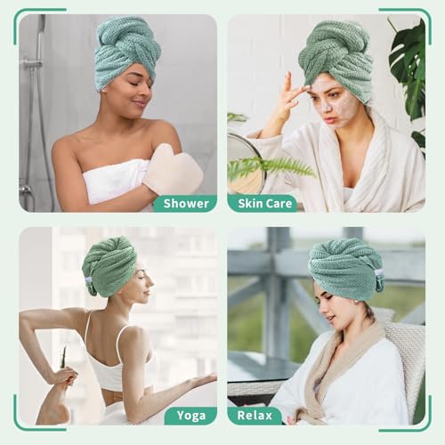 Microfiber Hair Towel Wrap for Long Curly Hair - 2 Pack Quick Dry Towels