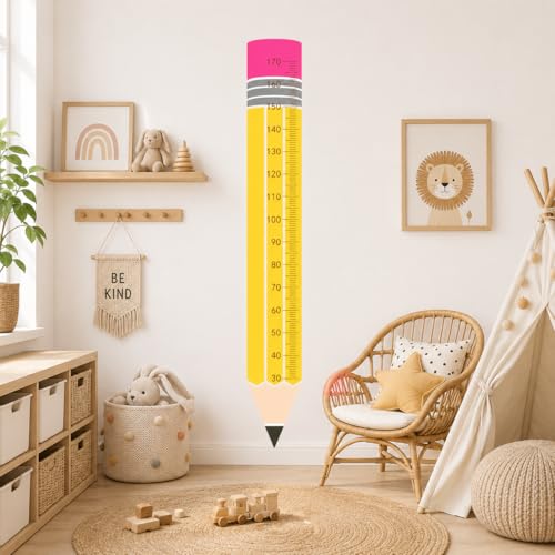 Pencil Height Growth Chart Wall Sticker for Kids' Rooms