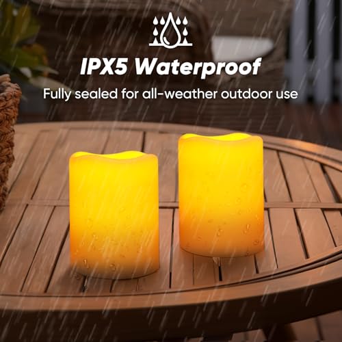 Homemory Solar Candles - Waterproof Flameless Outdoor Candles, Set of 2, Dusk to Dawn