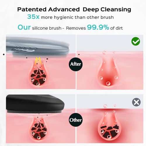 COSLUS FBS01 Facial Cleansing Brush - Compact Silicone Face Scrubber in Hazy Blue