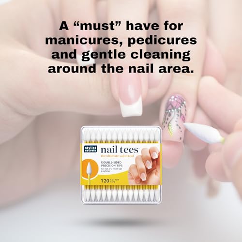 Fran Wilson Double-Pointed Nail Tips Cotton Swabs 120 Count (2 Pack) - Precise Manicure & Pedicure Tools