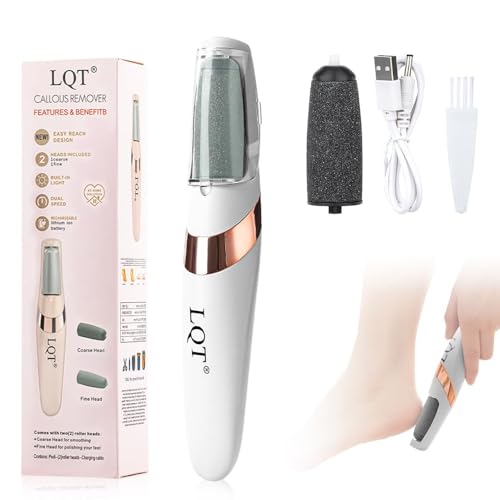 LQT White Electric Foot File – Rechargeable Callus Remover for Home Pedicure