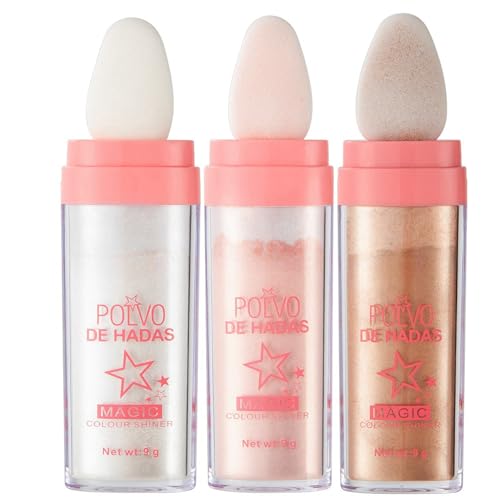 URQT 3 Color Fairy Dust Highlighter Powder Trio - Full Body Sparkle Glow (1 Ounce Each Pack of 3)