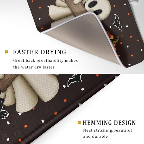 Halloween Dish Drying Mat 18x24 - Spooky Pumpkin & Ghost Design