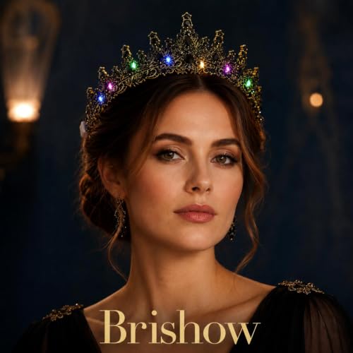 Brishow Light Up Tiara Crown Headband for Women - Gold-Black
