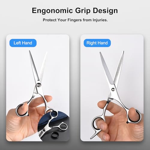 6.5 Inch Stainless Steel Hair Cutting Scissors Kit - Professional Barber Shears for All Hair Types