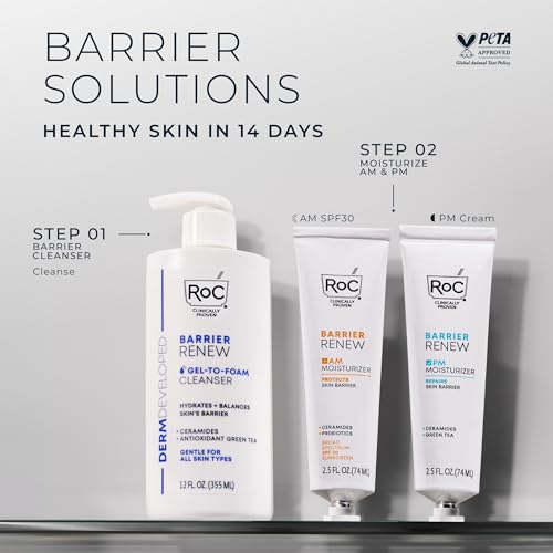 RoC Barrier Renew Gel to Foam Cleanser for Sensitive Skin, 12 oz