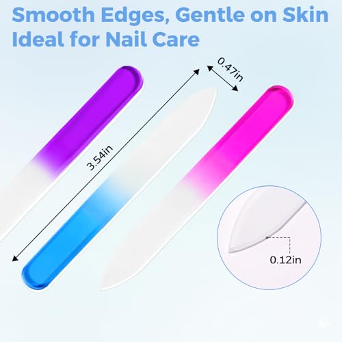 SIUSIO 30-Pack Professional Glass Nail Files - Crystal Buffers for Natural Nails