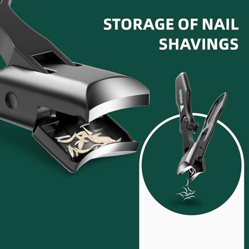VANWIN Black Heavy Duty Nail Clippers for Thick Nails, Safe Wide Jaw Opening