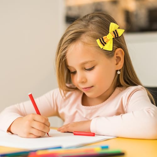 8 Pcs Crayon Pencil Hair Bow Clips - Colorful Back to School Hair Accessories