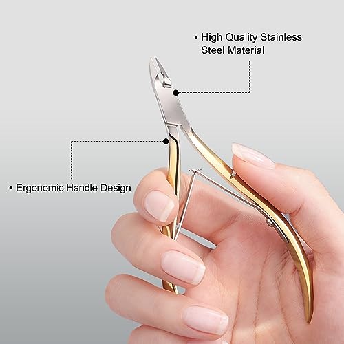 GAOY Gold Stainless Steel Cuticle Nippers - Professional Nail Clippers & Remover