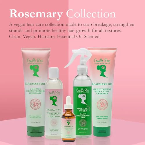 Camille Rose Rosemary Hair Mask - Deep Conditioning Treatment for Dry & Damaged Hair, Frizz Control, 8.5 Oz