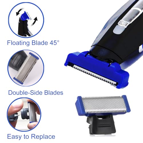 6 Pack Replacement Heads for Rechargeable Shaver & Trimmer – Includes 2 Clean Brushes