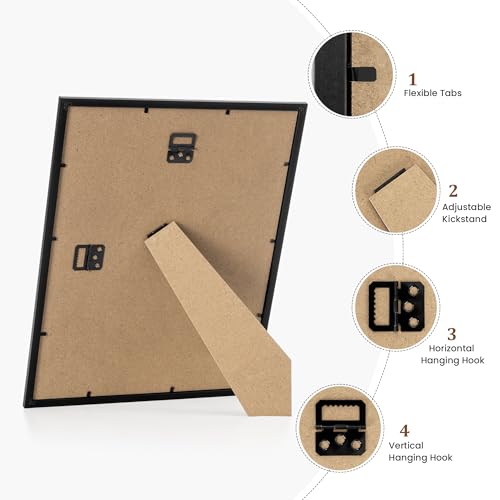11x14 Black Picture Frame Set of 2 with Shatter-Resistant Plexiglass