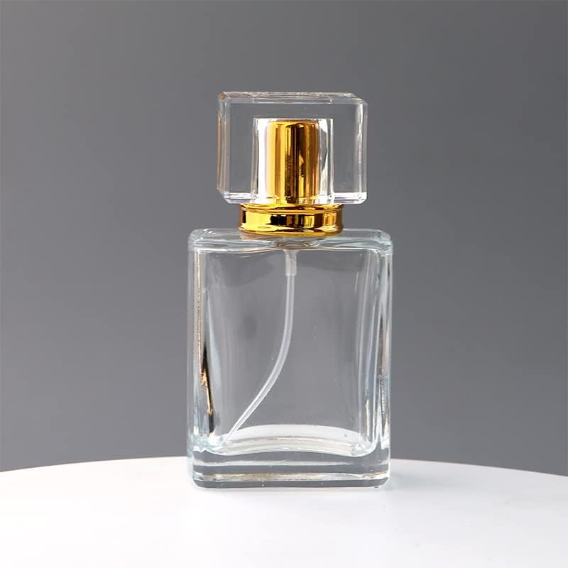 Enslz 50ml Refillable Glass Perfume Bottle - Gold Travel Atomizer with Funnels