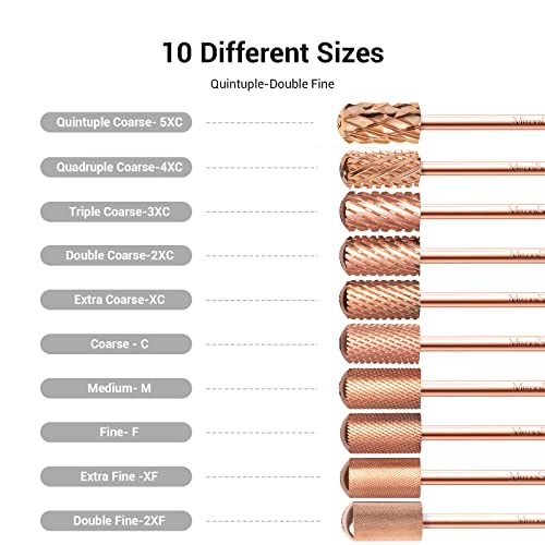 MelodySusie Coarse Carbide Nail Drill Bits - 3/32'' Rose Gold