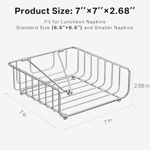 Weighted Metal Napkin Holder with Silicone Pads - Silver