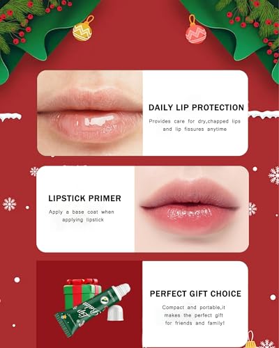 YizanYan 10Pcs Christmas Lip Balm Set – Natural Hydration & Nourishment, Non-Sticky Lip Care Gift