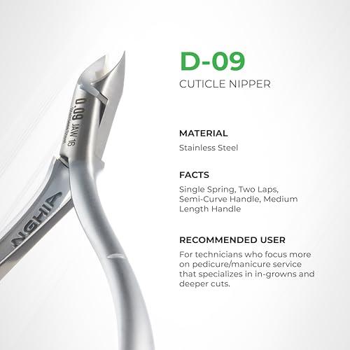 Nghia D-09 JAW 14 Cuticle Nipper Stainless Steel for Salons & Home Use, Grey