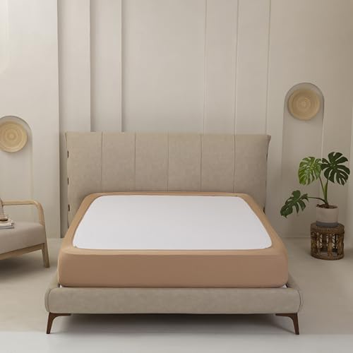 Queen Size Stretchy Box Spring Cover - Jersey Knit Bed Skirt in Camel