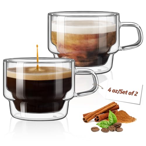 Glastal Double Walled Espresso Glass Cups Set of 2 - 4 oz