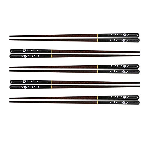 Exzact Black Lacquer Chopsticks Gift Set - 5 Pairs in Handmade Box