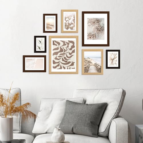 Hongkee 8x10 Oak Wood Picture Frame with Glass Front - Walnut