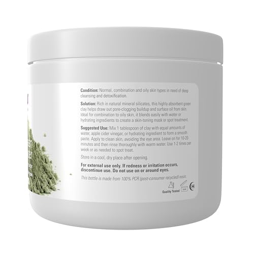 NOW Solutions European Clay Powder for Facial Mask - 6 oz, Deep Cleansing & Detox