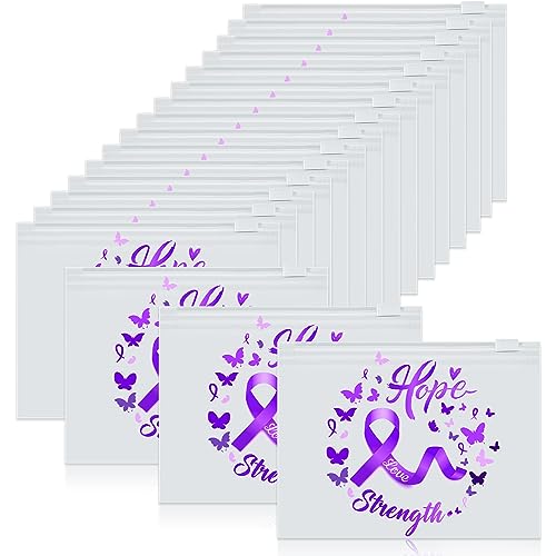 60Pcs Domestic Violence Awareness Purple Ribbon Makeup Bags Portable Gift Set