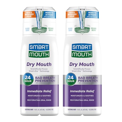 SmartMouth Zinc Mouthwash 16oz - 2 Pack | Dry Mouth & Bad Breath Relief