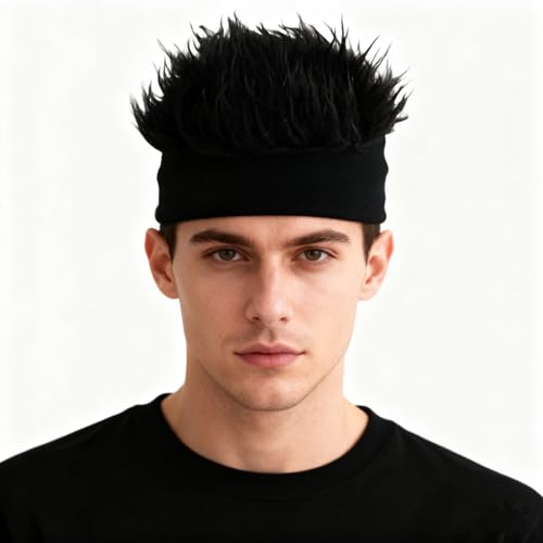 Funny Men's Spiked Wig Beanie - Adjustable Hip-Hop Style Hat