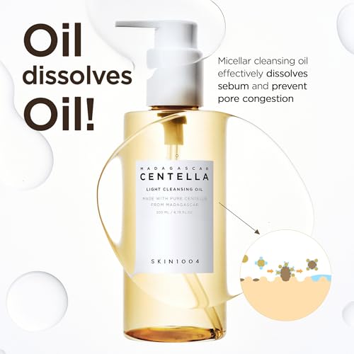 SKIN1004 Centella Double Cleansing Duo, Cleansing Oil 6.76 fl.oz & Ampoule Foam Cleanser 4.23 fl.oz, Korean Gentle Face Cleanser Gift Set, Makeup Remover with Madagascar Centella, Korean Skincare