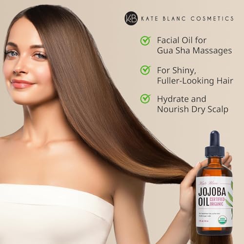 Kate Blanc Organic Jojoba Oil for Hair & Skin, 2oz Pack of 2 - Pure & Cold Pressed