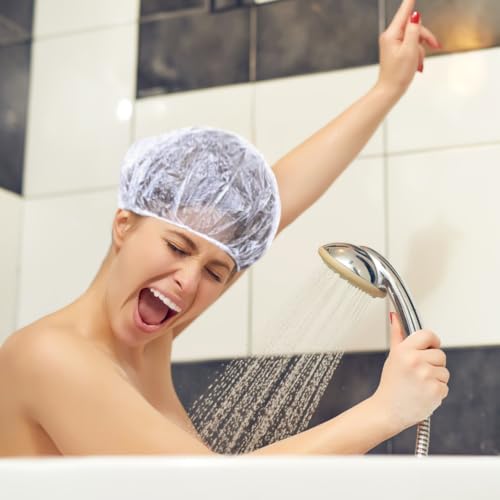 100 Disposable Shower Caps - 20in Waterproof Hair Caps for Men & Women