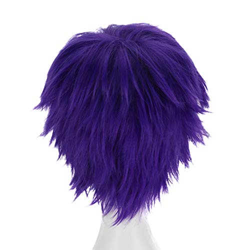 HH Building 12-Inch Short Layered Shaggy Wig - Royal Purple Synthetic Hair