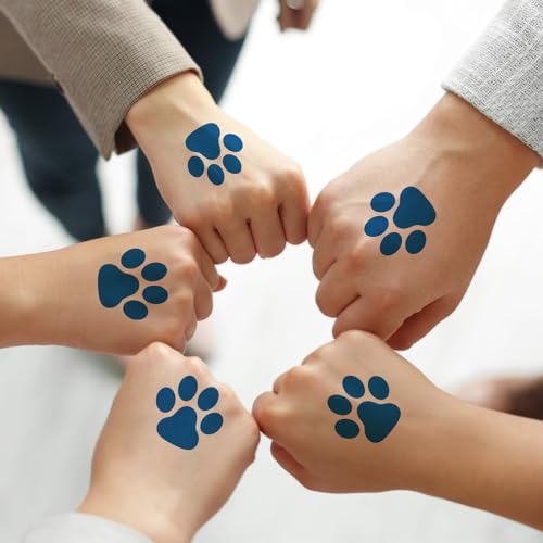 Blue Paw Print Temporary Tattoos - 20 Sheets, 300 Pieces Kids Party Favors