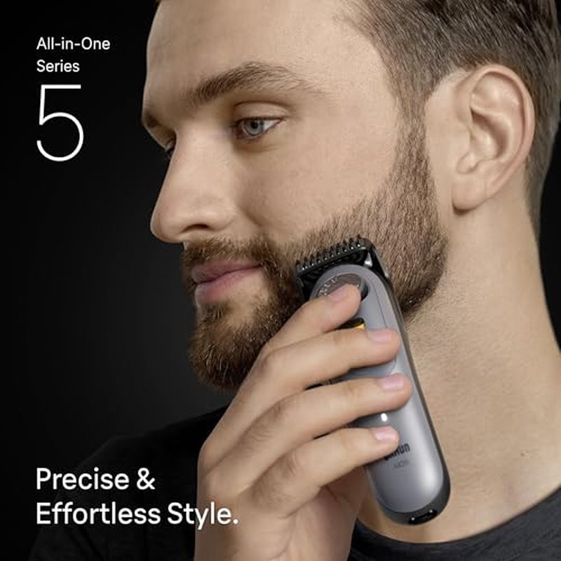 Braun Series 5 All-in-One Beard & Body Grooming Kit for Men, Cordless Trimmer, Hair Clippers & Shaver for Face, Hair & Body with Smooth Shave Head, AIO 5510