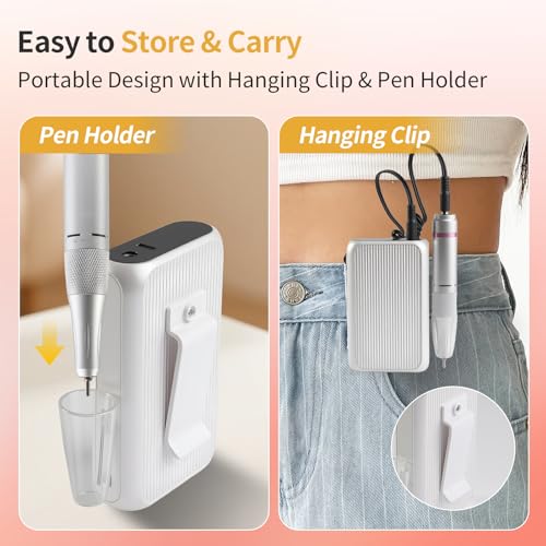 Vinid Professional Electric Nail Drill, 38,000RPM Rechargeable Manicure Kit
