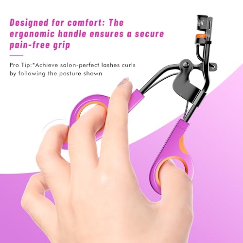 Eyelash Curler with 6 Replacement Pads - Premium Quality & Ergonomic Design