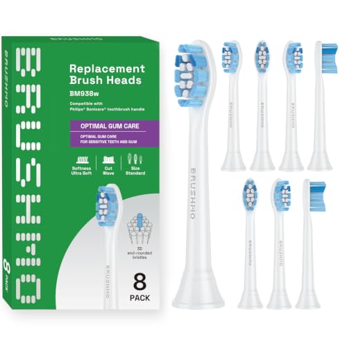 Brushmo Gum Care Replacement Heads for Philips Sonicare - Blue - 8 Pack